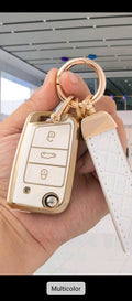 1set Car Key Case & Keychain Compatible With Volkswagen, Key Fob Cover