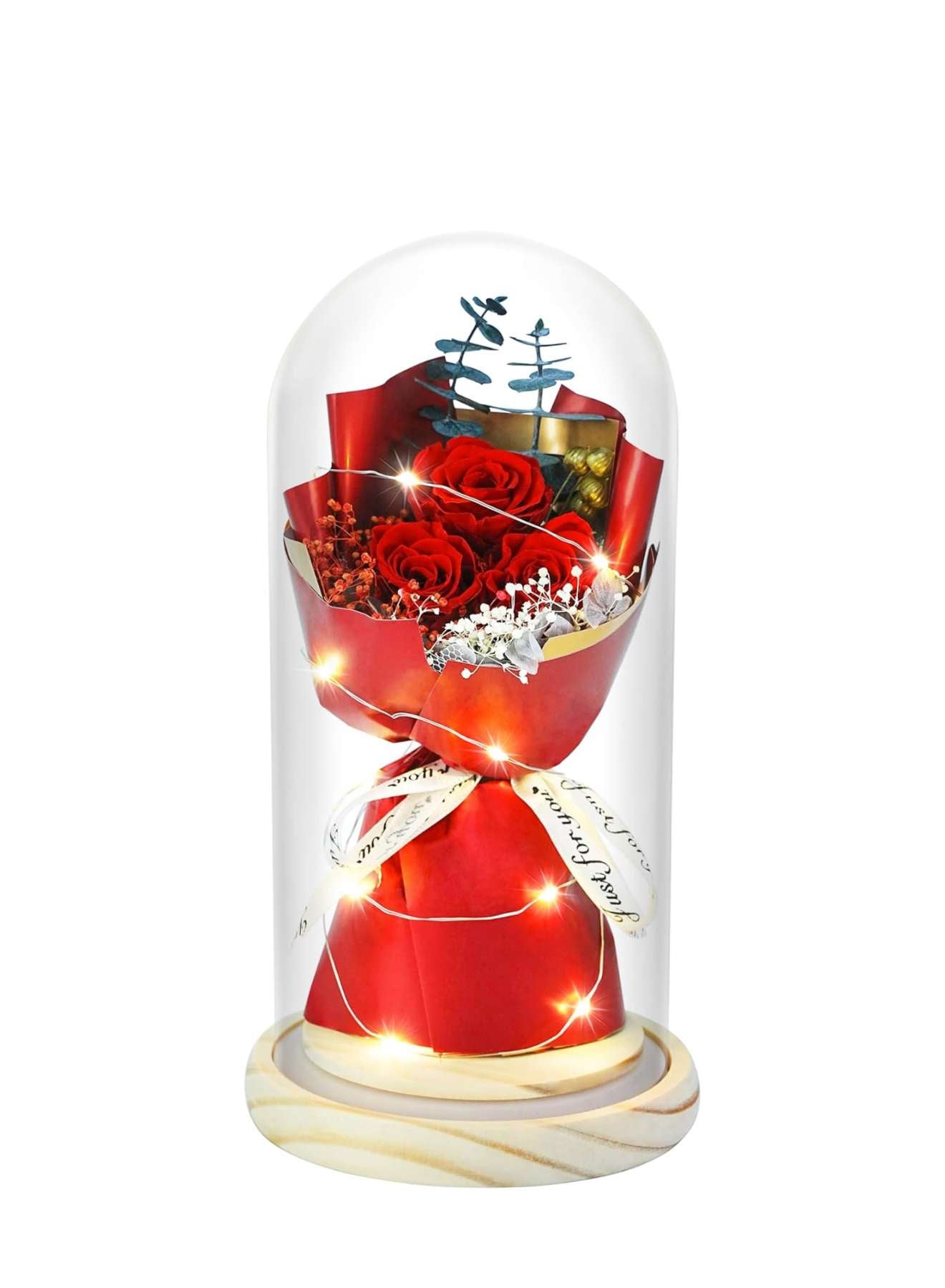 Preserved Real Rose Glass Flowers Bouquet