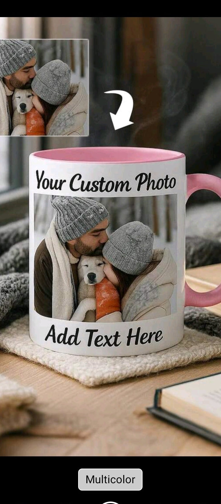 Customized Photo & Text Printed Double-Sided , Add Your Logo, Photo And Text, Ceramic Cup Personalized Gift Suitable For Christmas, Thanksgiving, Birthday, Holidays ,For Family, Wedding