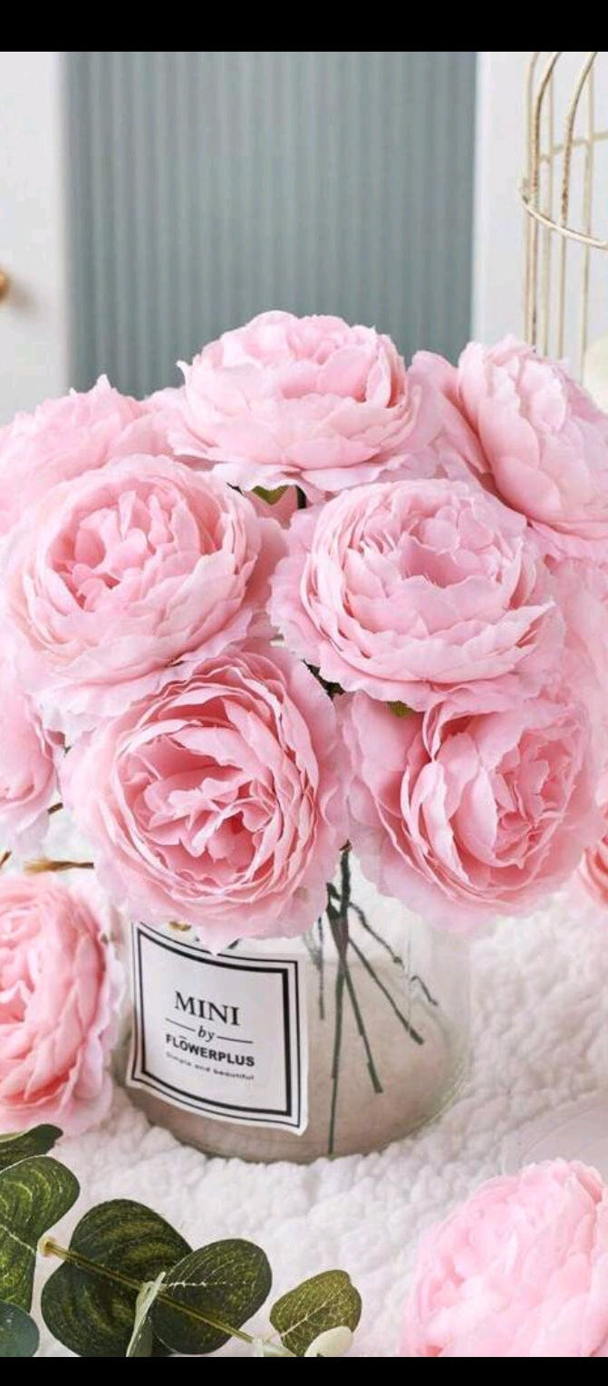 12/24pcs Artificial Peony Flowers Simulated Peony Flower Heads With Stems For Wedding Party Decoration, Cake Decoration And Home Living Room Table Centerpieces,Fake Plants,Fall Decor,Room,Desk,Garden Decor,Room Decoration Stuff