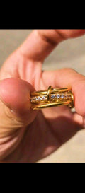 1pc 18K Gold Plated Stainless Steel Zirconia Decor Multi-Layer Link Ring, Suitable For Women's Daily And Wedding Party Wear, Gift