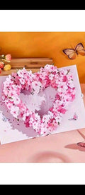 1pc Heart-Shaped Cherry Blossom 3D Greeting Card, Suitable For Thanksgiving, Mother's Day, Birthday, Valentine's Day, Wedding, Anniversary, Christmas, Including 7"X 5" Envelope School Supplies, Back To School