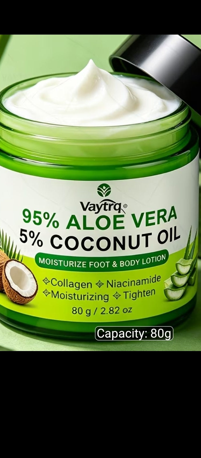 Aloe Vera & Coconut Moisturizing Cream, Containing Collagen, Hyaluronic Acid, and Niacinamide, Deeply Hydrates and Revitalizes Dry Skin