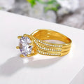 Exquisite 18K Gold Plated Halo Ring Inlaid Shiny Zircon For Women Engagement Wedding Bridal Ring Jewelry