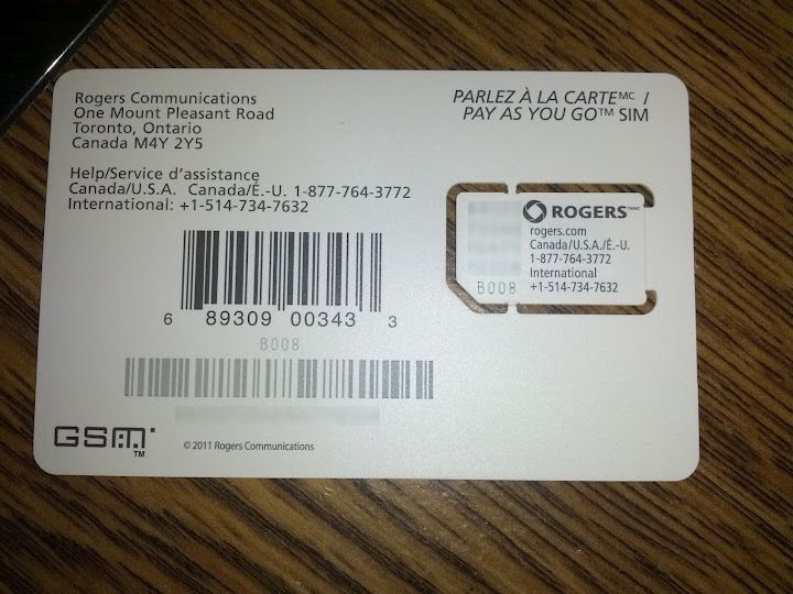 Canada physical SIM card